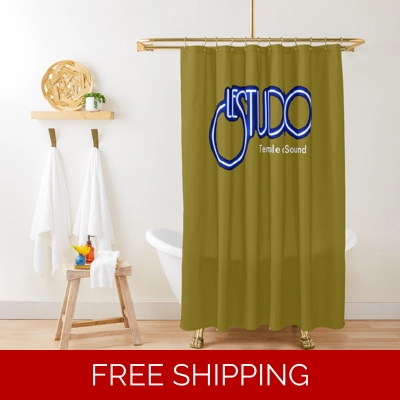 Le Studio Shower Curtain Gold White & Blue Logo TOS